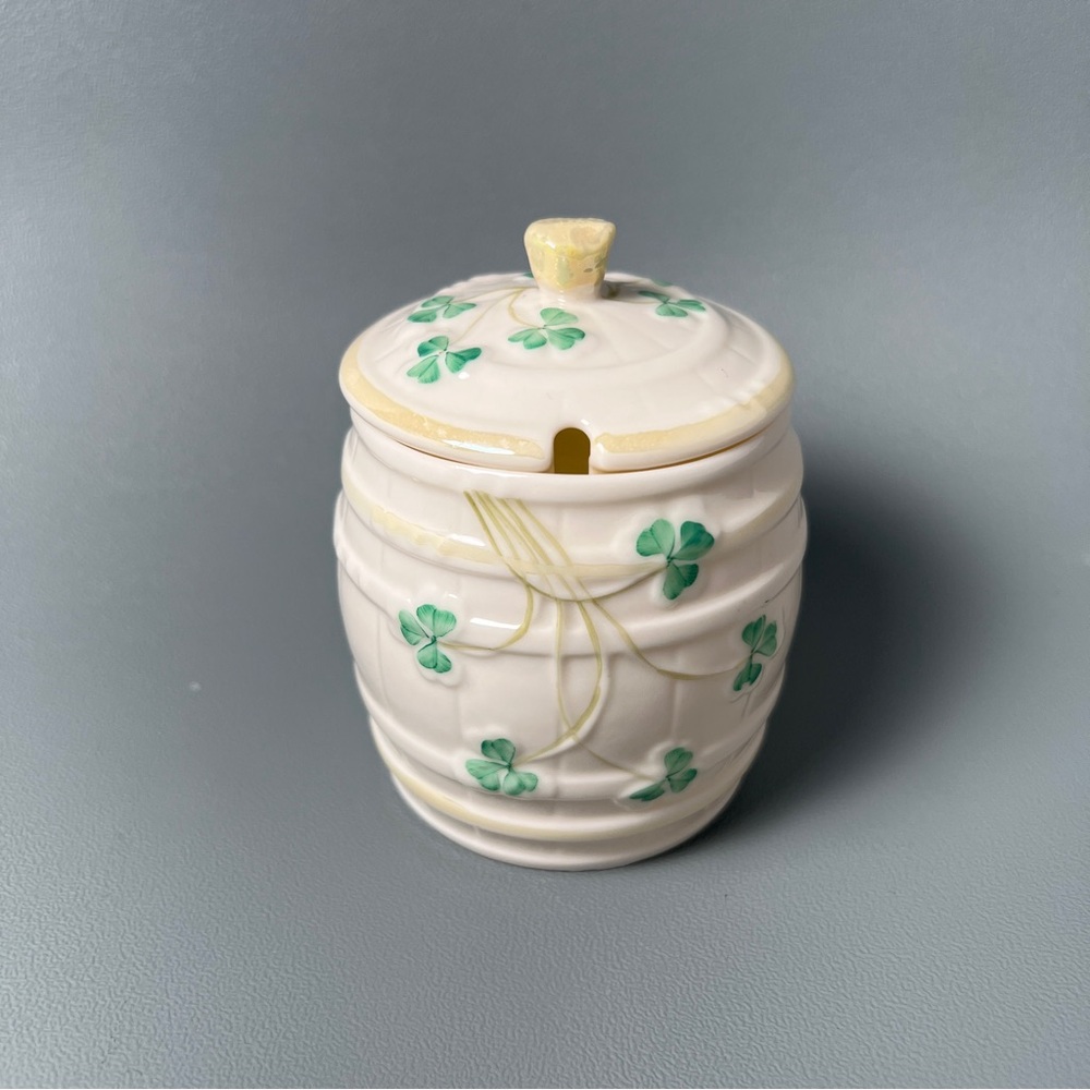 Belleek Ireland Marmalade Jar & Lid